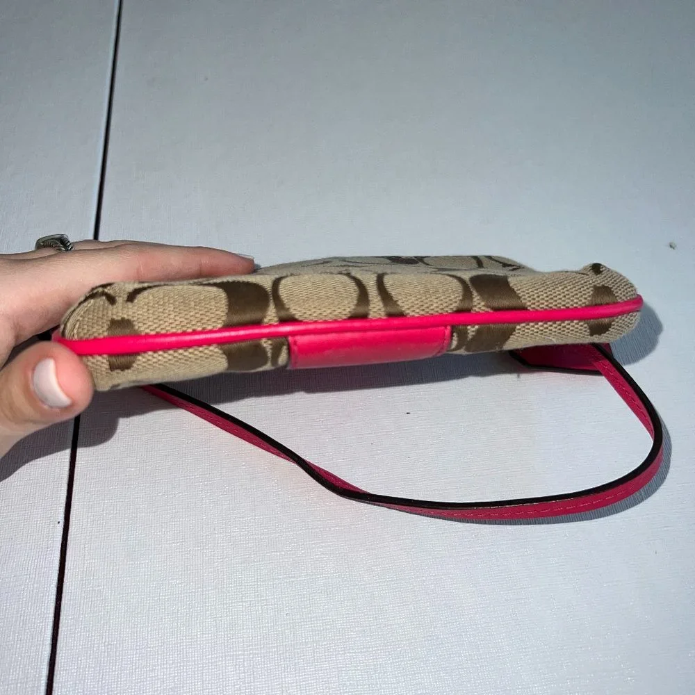 Coach Wristlet in Pink & Classic Brown "C" Pattern - Picture 9 of 12